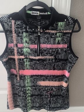 JAMIE SADOCK scruncie Colorful Abstract Sleeveless Top. Size MED. EUC.